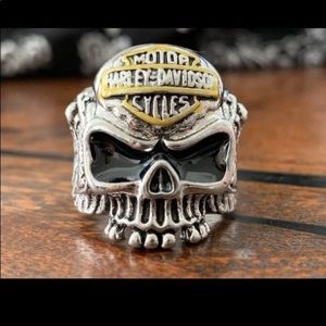Harley Davidson stainless steel skull ring size 9